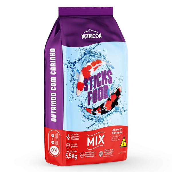 Imagem de Kit 2 Ração Nutricon Sticks Foods Mix 5,5 kg para Carpas