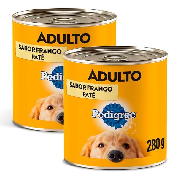 Imagem de Kit 2 Ração para Cães Pedigree Adultos Lata Sabor Frango 280g