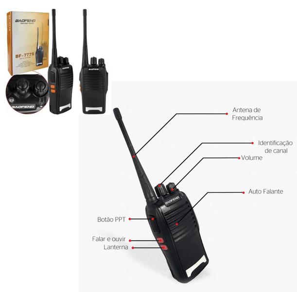 Imagem de Kit 2 Radio Comunicador WALK TALK Dual Band 16 Ch 12km Baofeng 777s Ht PROFISSIONAL