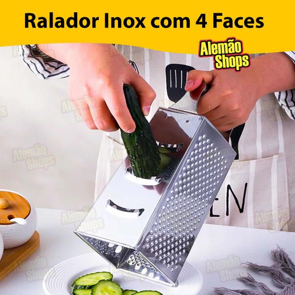 Imagem de Kit 2 Raladores Fatiador Inox 4 Faces Queijo Legumes Alimentos Cozinha Top