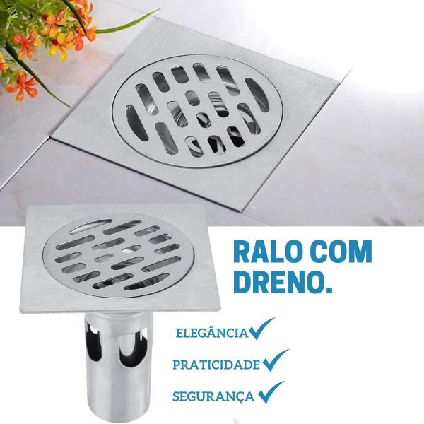 Imagem de  Kit 2 Ralo Inteligente Anti Odor 11,8x11,8 Inox Escovado