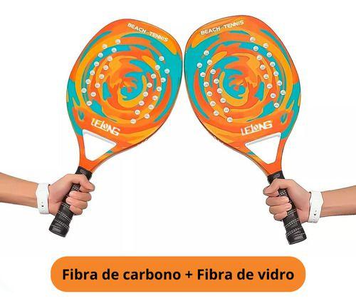 Imagem de Kit 2 Raquete Beach Tennis Fibra De Carbono + Bolsa