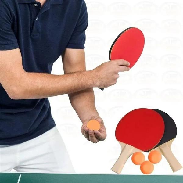 Imagem de Kit 2 Raquete Tenis De Mesa Ping Pong Lisa 3 Bolinhas Red Star