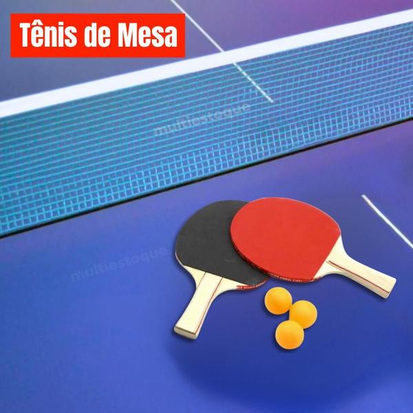 Imagem de Kit 2 Raquete Tenis De Mesa Ping Pong Lisa 3 Bolinhas