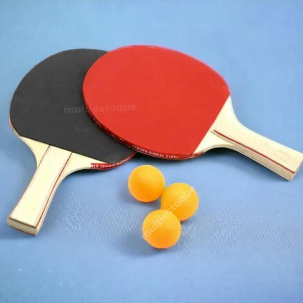 Imagem de Kit 2 Raquete Tenis De Mesa Ping Pong Lisa Rede