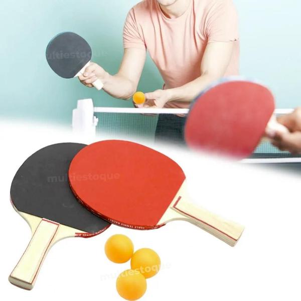 Imagem de Kit 2 Raquete Tenis De Mesa Ping Pong Lisa Rede