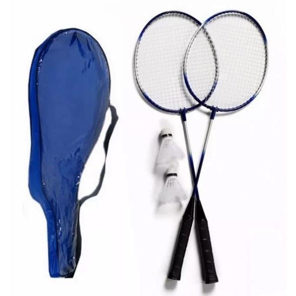 Imagem de Kit 2 Raquetes Badminton E 3 Petecas Com Bolsa
