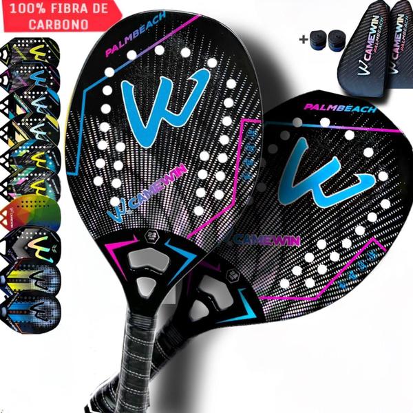 Imagem de Kit 2 Raquetes Beach Tennis Camewin 100% Fibra De Carbono 3K