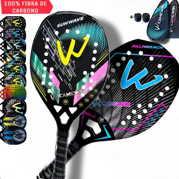 Imagem de Kit 2 Raquetes Beach Tennis Camewin 100% Fibra De Carbono 3K