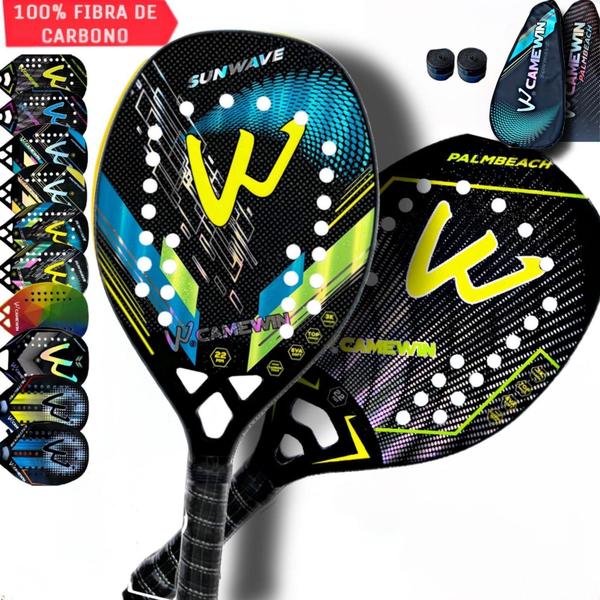 Imagem de Kit 2 Raquetes Beach Tennis Camewin 100% Fibra De Carbono 3K