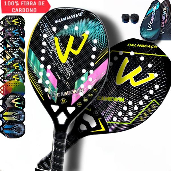 Imagem de Kit 2 Raquetes Beach Tennis Camewin 100% Fibra De Carbono 3K