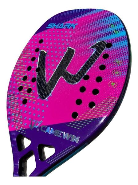 Imagem de Kit 2 Raquetes Beach Tennis Full Carbon 3K Camewin Top Shark