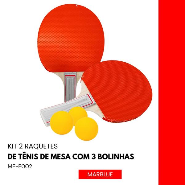 Imagem de Kit 2 Raquetes de Tênis de Mesa Ping Pong com 3 Bolinhas