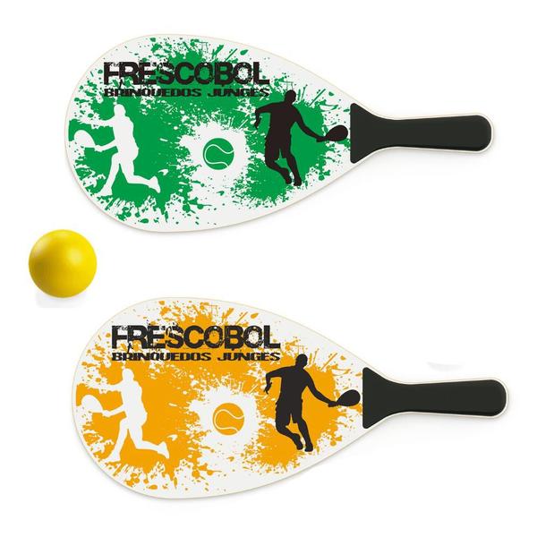 Imagem de Kit 2 Raquetes Madeira Frescobol Tenis Splash Praia c/ Bola