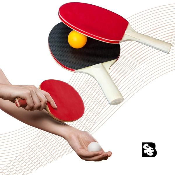 Imagem de Kit 2 Raquetes Tenis De Mesa emborrachadas Anatômicas Ping Pong 3 Bolinhas Conjunto de Raquetes