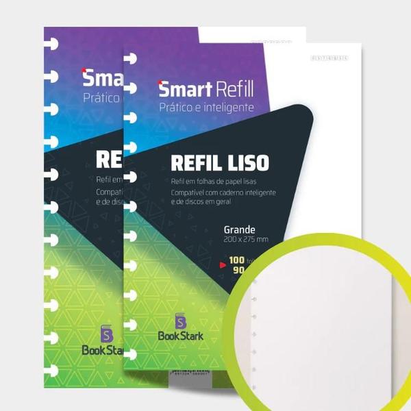 Imagem de Kit 2 Refil Liso Para Caderno Inteligente - 200 Folhas - 11 Discos