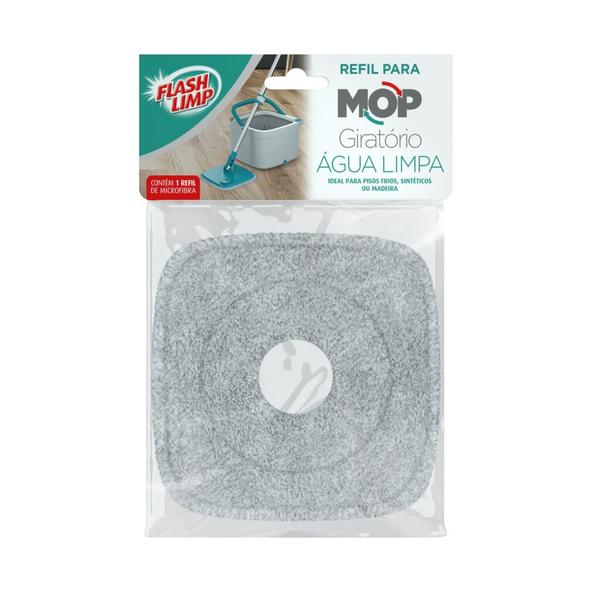 Imagem de Kit 2 Refil para Mop Giratório Agua Limpa e Cubo Microfibra Flash Limp RMOP0648