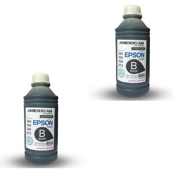 Imagem de Kit 2 Refil Tinta Corante Preto 1L Para 544 tx200 tx210 tx220 tx235w