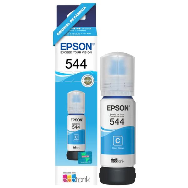 Imagem de Kit 2 Refis De Tinta Ciano T544 Original Epson L1250 L3250 L1110 L1210 L3150 L3160 L3210 L3210 L3251 L3260 L5290