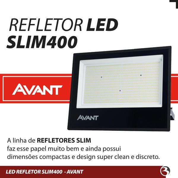 Imagem de  Kit 2 Refletor 400w Led Branco Frio 6500k Holofote Bivolt a Prova D'agua Slim Avant