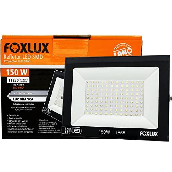 Imagem de Kit 2 Refletor LED 150W 6.500K Bivolt Luz Branca Foxlux