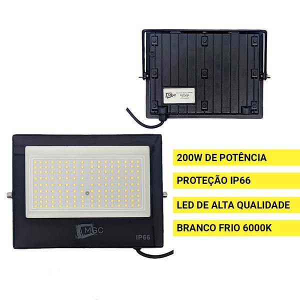 Imagem de Kit 2 Refletor Led Holofote 200w Branco Frio Á Prova D Agua Uso Externo Alta Potência Bivolt