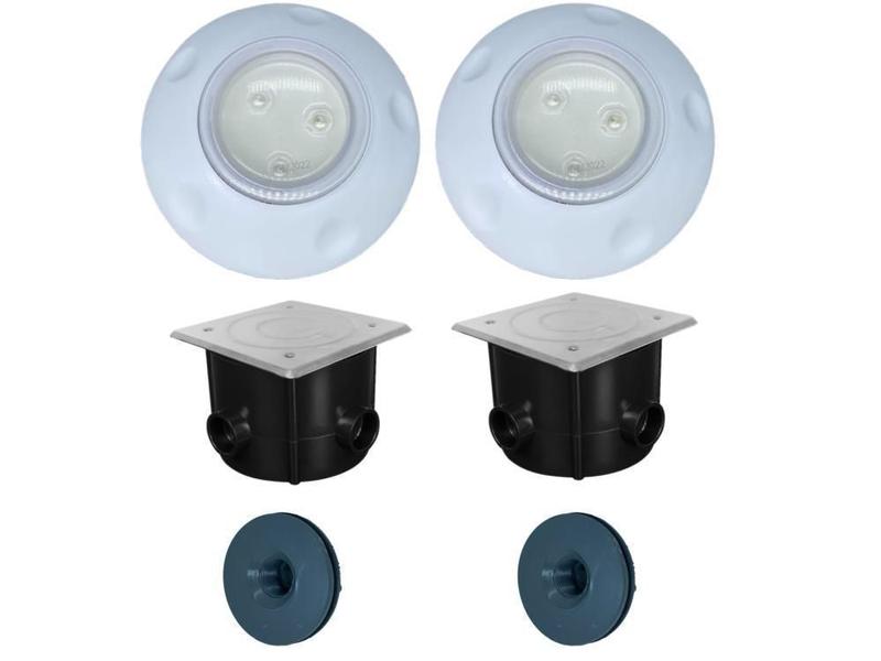 Imagem de Kit 2 - Refletor Led Piscina Fibra 9W Rgb + Caixa Passagem