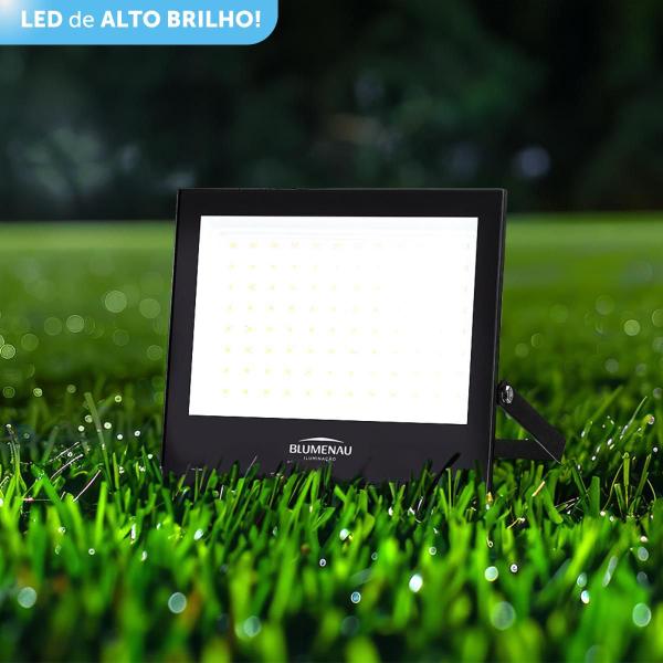 Imagem de Kit 2 Refletor Led Play 100w Holofote Carcaça Prova D'água Preto 6500k Bivolt Blumenau 