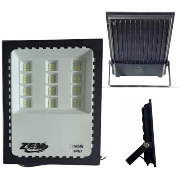 Imagem de Kit 2 Refletores Led 100W Luz Branca Frio Prova D'Água Smd