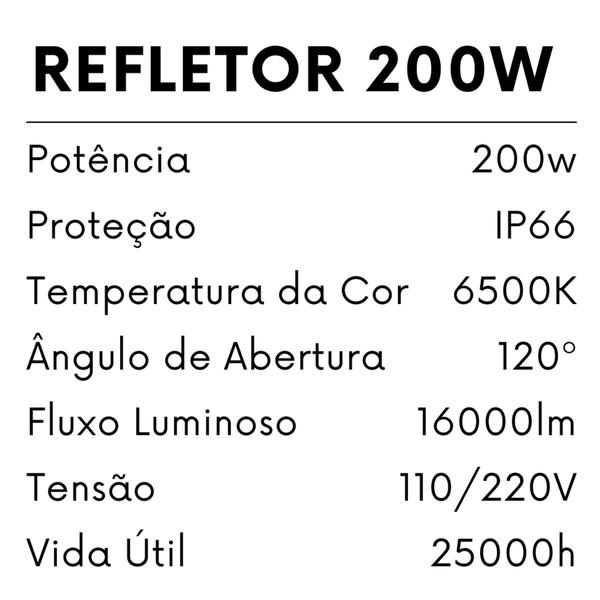 Imagem de Kit 2 Refletores Led 200w Holofote Smd Prova Dágua Ip66 6500K