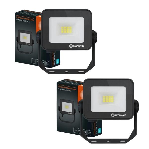 Imagem de Kit 2 Refletores Led Floodlight Compact Core 10w 5000k Ip65 Ledvance Osram