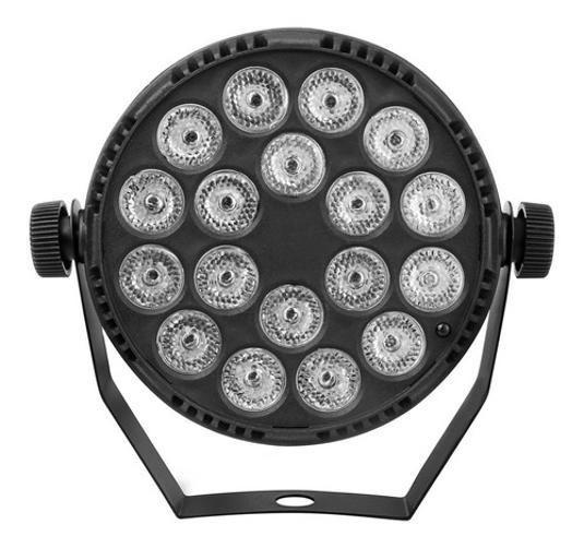 Imagem de Kit 2 Refletores Led Mini Slim 18 Leds Rgb 3W Efeito Strobo