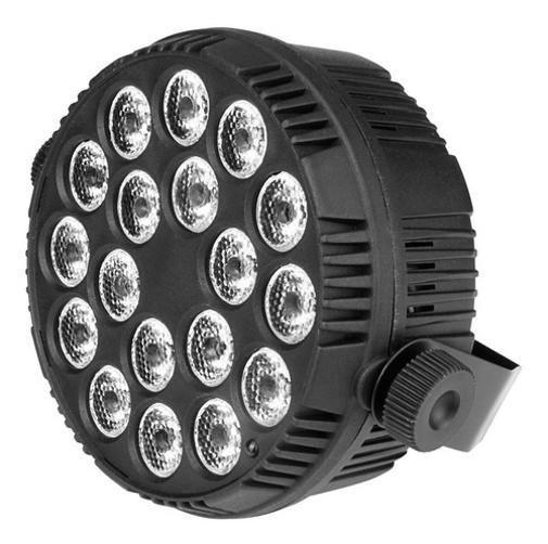 Imagem de Kit 2 Refletores Led Mini Slim 18 Leds Rgb 3W Efeito Strobo