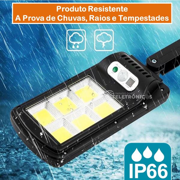 Imagem de Kit 2 Refletores Luminária Solar LED 300W Sem Fio Com Sensor de Presença e Controle Remoto LKY0034