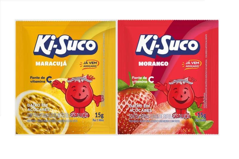 Imagem de Kit 2 Refresco Pó Ki-Suco Sabor Maracujá E Morango 225G Cd