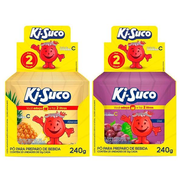 Imagem de Kit 2 Refresco Pó Ki-Suco Uva E Abacaki 240G