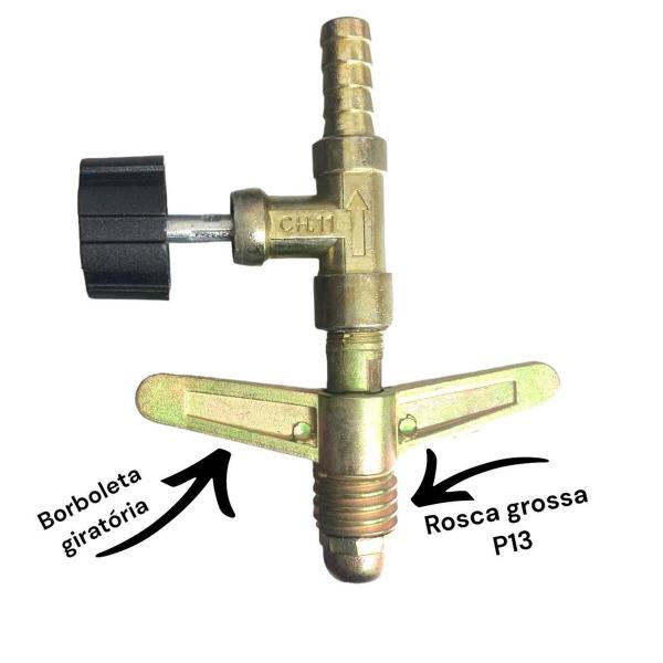 Imagem de Kit 2 Registro De Alta Pressão Pbotijão De Gás P13 S.5/16 Bm