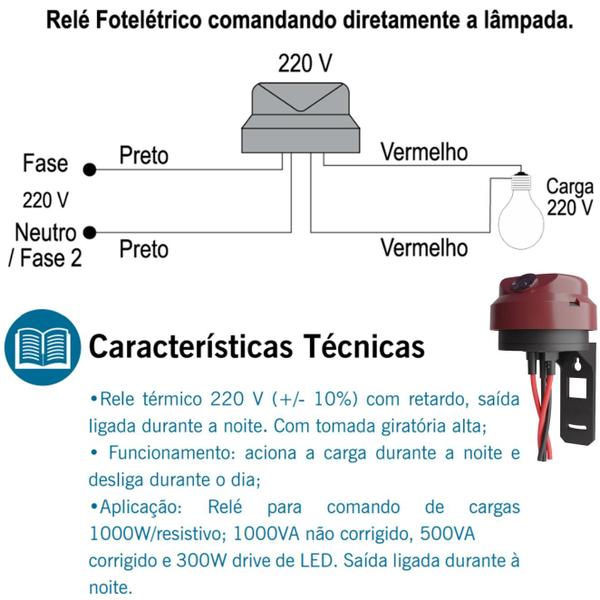 Imagem de Kit 2 Rele Fotocontrolador Fotocelula Fotoeletrico 220v