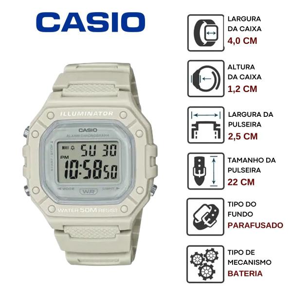 Imagem de Kit 2 Relógios de Pulso Casio Moderno Esportivo Feminino Masculino Prova D Água 50M W-218H-1AVDF + W-218HC Preto Rosa Nude Branco Azul