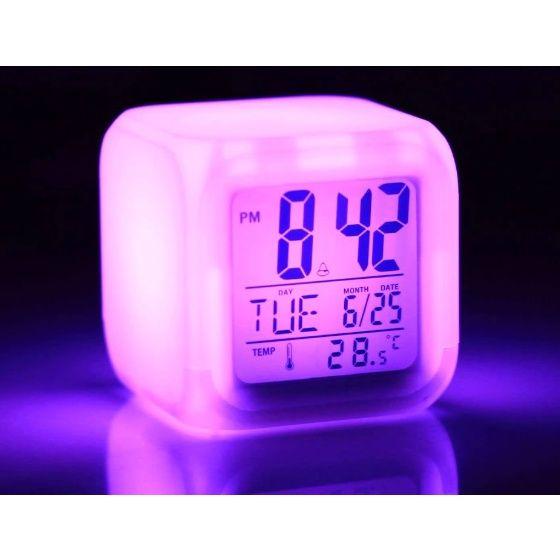 Imagem de Kit 2 Relógios Despertadores Digital Cubo Led 7 Cores Alarme