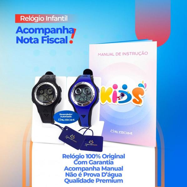 Imagem de Kit 2 Relógios digital Infantis Preto e Azul led. ajusatvel- 3ROSS