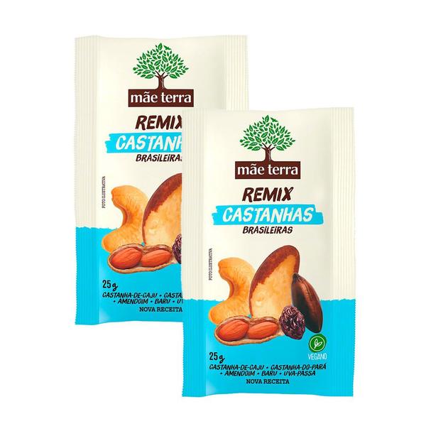 Kit 2 Remix Castanhas Brasileiras Mãe Terra 25g - Mae Terra Imagem de Kit 2 Remix Castanhas Brasileiras Mãe Terra 25g