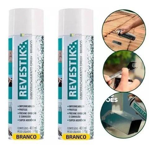 Imagem de kit 2 Revestik Spray Borracha Impermeabilizante 400ml Branco