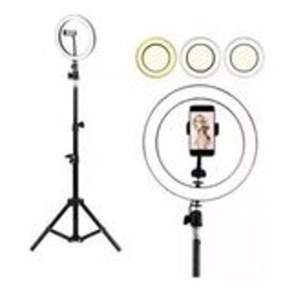 Imagem de Kit 2 Ring Light Iluminador Led 10 Polegada 26cm + Tripé 2,10m Profissional Blogueira Youtube