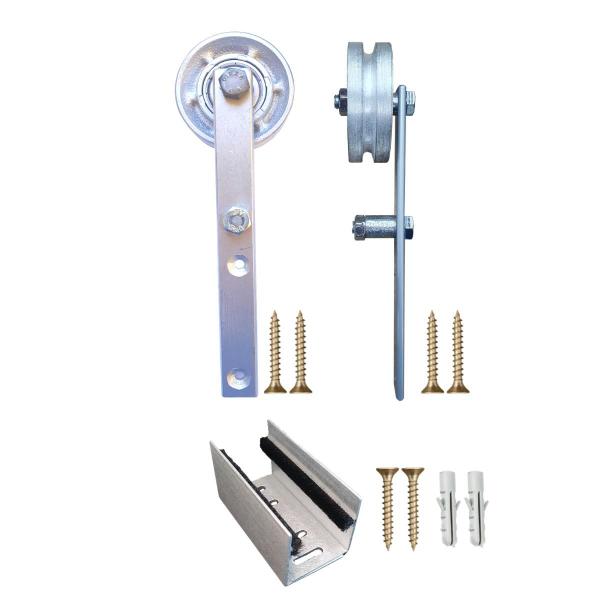 Kit 2 Roldanas e 1 Guia para Trilho Cantoneira Ferro - Prata - Al-Fer Imagem de Kit 2 Roldanas e 1 Guia para Trilho Cantoneira Ferro - Prata - Al-Fer