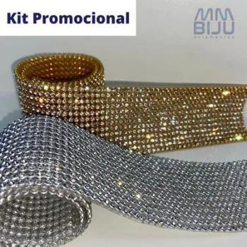 Imagem de Kit 2 Rolos de  Manta Strass  Dourada e Prata  mm biju aviamentos