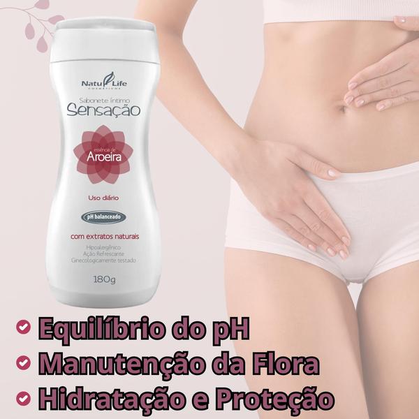 Imagem de Kit 2 Sabonete Íntimo Líquido Sensação Aroeira + 1 Desodorante Sedução Imagine (rosa) Higiene Intima