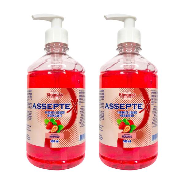 Imagem de Kit 2 Sabonete Líquido Asseptex Morango 500ml - Rhenuks