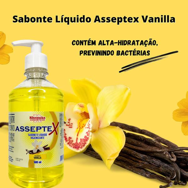 Imagem de Kit 2 Sabonete Líquido Asseptex Vanila Rhenuks - 500 ml