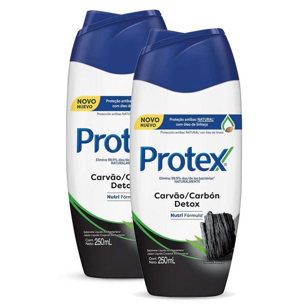 Imagem de Kit 2 Sabonete Líquido Protex Carvão Detox 250ml